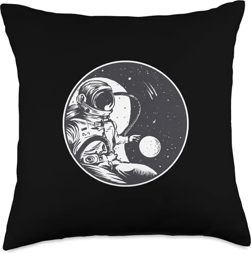 Miniatura 5 de Astronaut Moon Yin Yang Almohada espacial, 16 x 16, multicolor