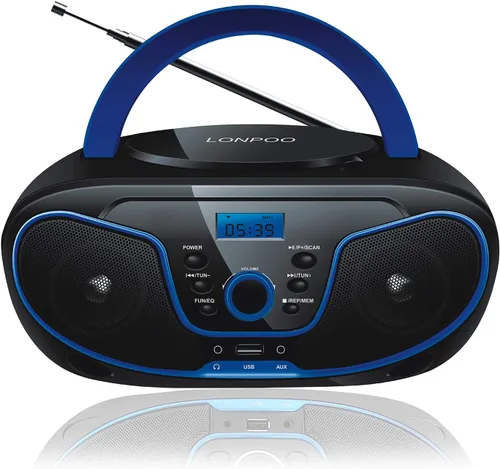 Miniatura 9 de Reproductor de CD Boombox, LP-D02 portátil Bluetooth FM Radio Sistema de sonido estéreo con sonido cristalino, reproducción de MP3, entrada USB