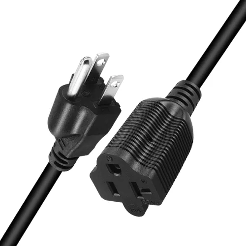 Miniatura 2 de Cable de alimentación NEMA 5-15P a 5-15/20R - 15A a 20A, Nema 5-15P a 5-15R/5-20R (peine 20Amp T Blade) - Listado UL 14AWG Negro 1FT/0.32M