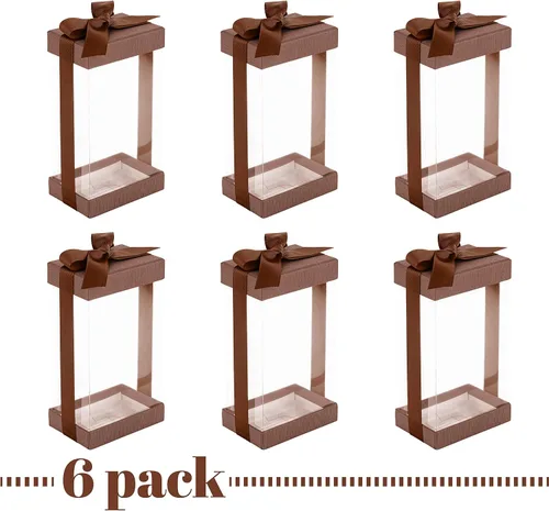 Miniatura 7 de Hammont Caja de regalo transparente, paquete de 6 cajas transparentes para regalos, pasteles, galletas y recuerdos de fiesta, cajas con base, tapa