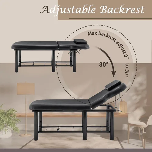 Miniatura 7 de Cama de masaje profesional estacionaria ajustable, cama de spa de 73 x 27.5 pulgadas, mesa de terapia física con cama de salón de espuma