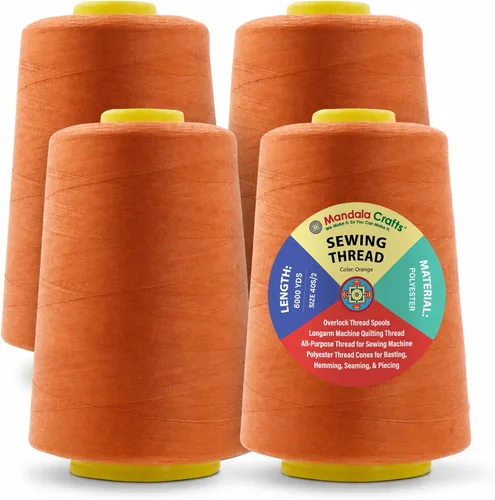 Miniatura 21 de Mandala Crafts 4 Pack of Serger Threads Cones Spools - 20S/2 24000 Yards Polyester Baby Blue Threads for Sergers Machine and Overlock Quilting