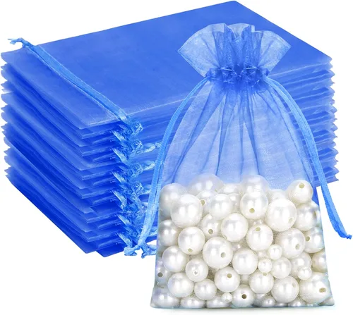 Miniatura 26 de G2PLUS - 25 bolsas de organza doradas de 5 x 7 pulgadas, bolsas de malla transparente para joyería, bolsas de regalo de organza con cordón