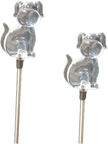 Miniatura 16 de Starry Illuminate - Juego de 2 luces solares de estaca para jardín, estilo cambiante de color (pata de perro)