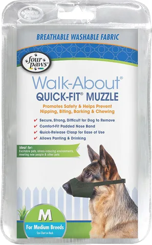 Miniatura 12 de Four Paws Walk-About - Bozal ajustable para perros medianos, de ajuste rápido, lavable y transpirable, color negro, 1 unidad