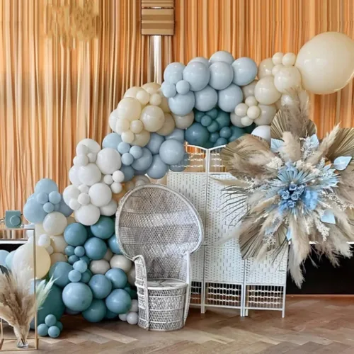Miniatura 6 de Kit de Guirnalda de Globos Azul Polvoriento - 167 piezas Kit de Arco de Globos con Globos Azul Polvoriento, Blanco Arena, Blancos - Perfecto