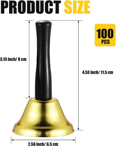 Miniatura 2 de Fumete 100 campanas de metal para cenar de boda, servicio de cena, llamada, campanas de acero con mango de madera para decoraciones de boda