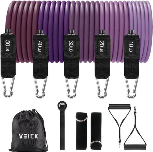 Miniatura 12 de VEICK Resistance Bands with Handles for Men Women, Exercise Bands, Workout Bands for Working Out, Exercising Bands for Fitness Weights Work Out at