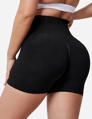 Miniatura 3 de YEOREO Pantalones cortos profesionales de entrenamiento para mujer, 3.6 pulgadas, pantalones cortos sin costuras, cintura alta, contorno, gimnasio