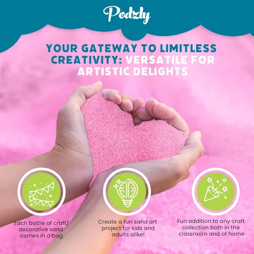 Miniatura 3 de Podzly Arena decorativa a granel de 5 libras, perfecta para bodas, aulas y manualidades creativas, arena fina, no tóxica y segura para niños y Rosa