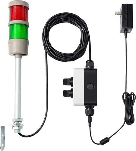 Miniatura 4 de Luz de señal LED Andon de 2 pilas con zumbador, rojo/verde, encendido/apagado/flash, interruptor selector ABB, adaptador de corriente industrial