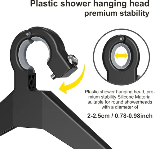Miniatura 3 de Orimade - Estante de ducha ajustable antideslizante sobre la cabeza, organizador colgante de baño resistente al óxido con 2 ganchos para navaja