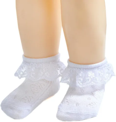Miniatura 2 de Epeius - Calcetines con detalle de vuelo de encaje y ojales para recién nacidos, bebés y niñas pequeñas (paquete de 2346)