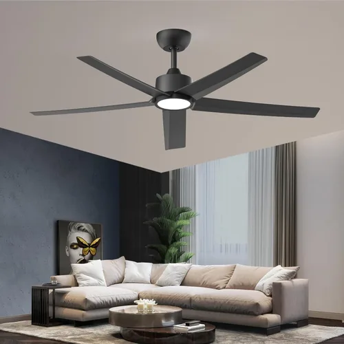 ocioc Ventiladores de techo con luces, ventilador de techo negro de 52 pulgadas con luz y control remoto, 3CCT, motor CC silencioso, ventilador de