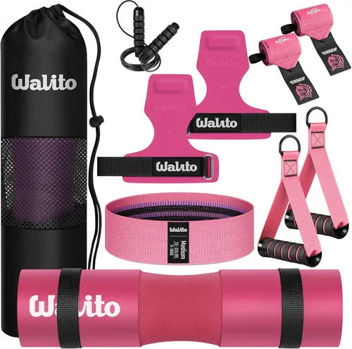 Miniatura 13 de WALITO 8Pcs Barbell Pad Set for Hip Thrust - Squat Pad,Gym Accessories for Women with Bar Bad,Bench Press, with Gym Ankle Straps,Resistance Bands