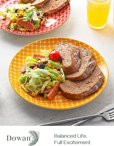 Miniatura 2 de DOWAN Juego de 6 platos llanos coloridos de 10 pulgadas, juego de platos de postre de cerámica para ensalada, pasta, bistec, platos de aperitivo