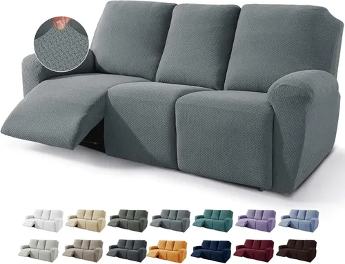 Miniatura 49 de JIVINER Fundas de sofá reclinable de 8 piezas, fundas elásticas de jacquard para sofá reclinable, fundas para sala de estar, protector suave de 3