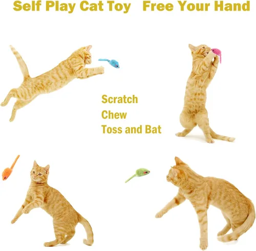 Miniatura 7 de MeoHui 12 juguetes de sonajero para gatos, también con hierba gatera precargada, tamaño corporal de ratones de 2.36 pulgadas, juguetes de piel
