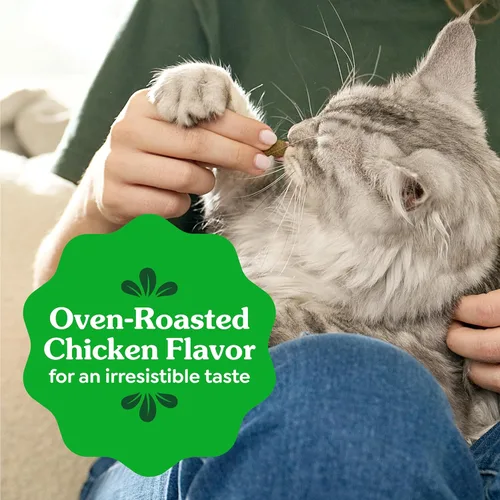Miniatura 9 de Greenies Golosinas dentales naturales para gatos adultos recomendadas por veterinarios felinos, sabor pollo asado al horno, bolsa de 2.1 onzas