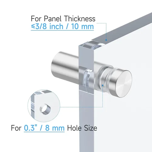 Miniatura 3 de LuckIn Paquete de 8 tornillos de separación para acrílico (1/2 pulgada de diámetro x 3/4 pulgadas de largo), accesorios de montaje de pared de acero