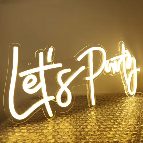 Miniatura 8 de Letreros de Neón Let's Party Regulables Letrero de Luz de Neón para Decoración de Pared 16''x 7'' Letrero de Neón LED con Palabras Luces Decorativas