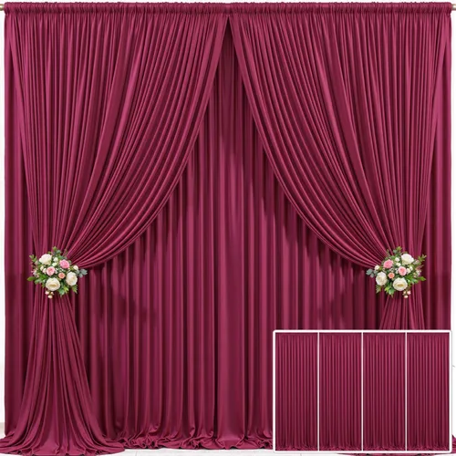 Miniatura 64 de Cortina de fondo beige de 10x10 para bodas y fiestas, cortina de fondo beige sin arrugas para fotos, cortinas de fondo para decoración de baby Gris