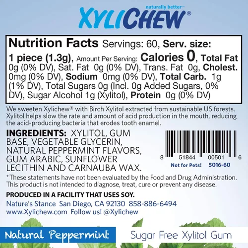 Miniatura 2 de Xylichew - Goma de mascar 100% xilitol, sin OMG, sin aspartamo, sin gluten y sin azúcar, cuidado bucal natural, alivia el mal aliento y la boca seca