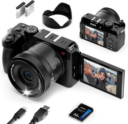 ORDRO Cámaras digitales 5K para fotografía: cámaras de video de enfoque automático de 80 MP para YouTube, cámara de viaje con zoom de 18X con