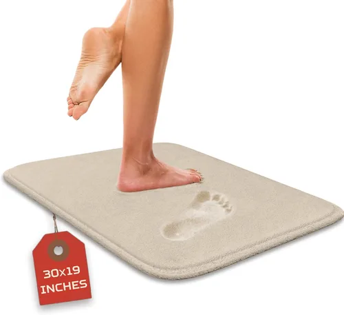 Miniatura 49 de Alfombra de baño de lujo – 1 pieza de alfombrilla de baño de espuma viscoelástica, antideslizante y ultrasuave, altamente absorbente, fácil