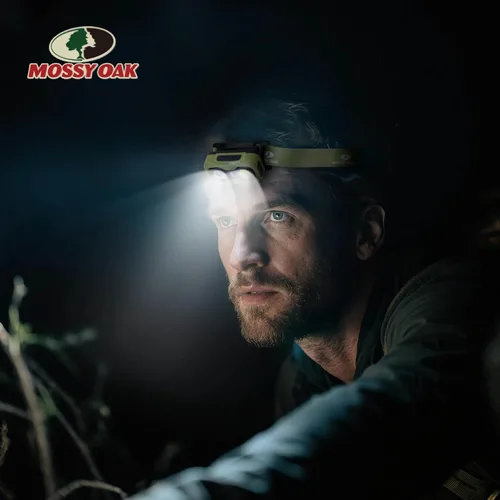 Miniatura 2 de Mossy Oak Linterna frontal recargable de 600 lúmenes, faro LED ligero con luz blanca y roja, lámpara frontal impermeable con banda antideslizante