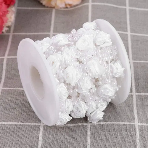 Miniatura 2 de Rollo de cuentas de perlas, 32.8 ft/rollo de perlas artificiales, cuerda conectada para decoración de fiesta de boda, guirnalda de árboles