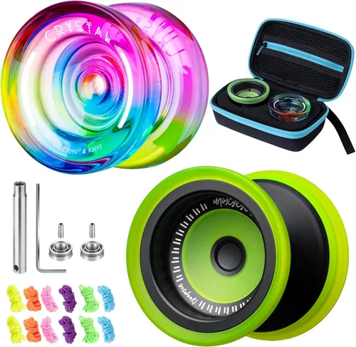MAGICYOYO Yoyo Sensible para Niños de 8 a 12 años, Paquete de 2 Yoyos, Truco Profesional de Girar con Dedo para Avanzados, Yoyo de Metal de Doble