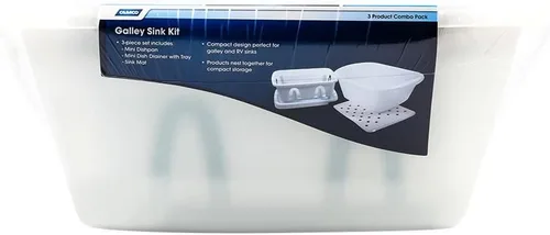 Miniatura 3 de Camco 43517 Kit de fregadero blanco con escurridor de platos, bandeja y alfombrilla para fregadero, paquete de 1
