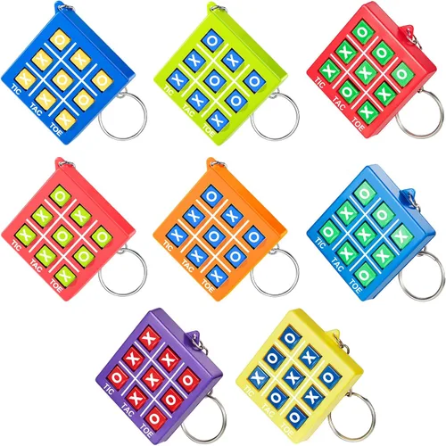Hicarer 64 llaveros de fiesta de Tic Tac Toe para fiestas de cumpleaños a granel, regalos de fin de año para estudiantes, niños de 8 a 12 años,