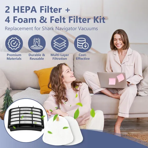 Miniatura 2 de 2 filtros HEPA + 4 filtros de espuma y fieltro compatibles con Shark Navigator Lift-Away Deluex NV350, NV351, NV352, NV355, NV356E, NV357, NV360
