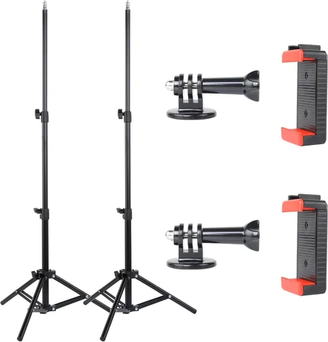 UTEBIT Paquete de 2 soportes de luz para fotografía, soporte de iluminación de aluminio ajustable de 45 pulgadas/3.7 pies con abrazadera para