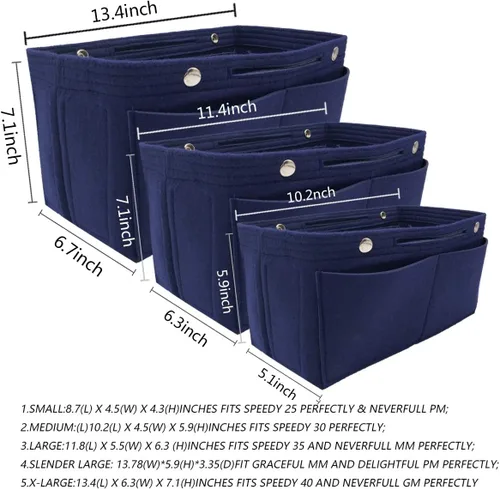 Miniatura 63 de LEXSION Organizador de fieltro para bolso – Bolsa de bolsillo múltiple en bolsa organizadora