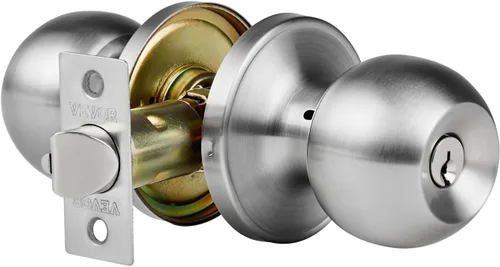 Miniatura 9 de VEVOR Pomo de puerta de entrada con llave, perilla de puerta de níquel satinado con bola redonda, exterior con llave y cerradura de giro de pulgar
