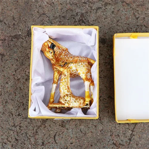 Miniatura 6 de Waltz&F Pintado a mano esmaltado jirafa madre e niño decorativo con bisagras joyería animal baratija caja única decoración para el hogar