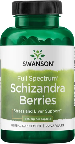 Swanson Full Spectrum Schizandra Berries - Suplemento de hierbas que promueve el apoyo al estrés y la salud del hígado - Ayuda a facilitar el cuerpo
