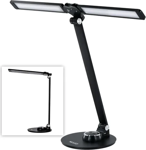 NUNET Lámparas LED de escritorio para oficina en casa, lámpara de piano para piano vertical, lámparas de escritorio de aluminio giratorias con Negro