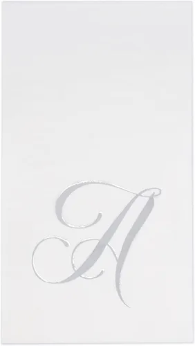 Miniatura 10 de Gift Boutique - 100 servilletas de invitados con monograma plateado en blanco, paquete de papel desechable con la letra B, elegante servilleta
