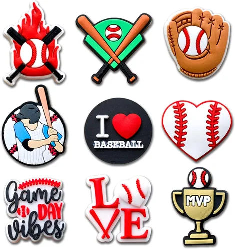 Dijes para zapatos deportivos para sandalias tipo zueco, pulseras, decoración, dijes de béisbol, sóftbol, fútbol americano, baloncesto, soccer,