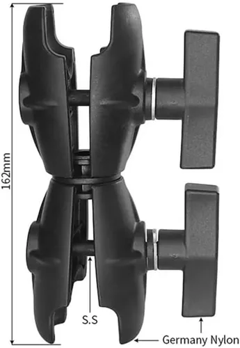 Miniatura 2 de Strg Brazo de doble zócalo compatible con soportes de bola de 1.5 pulgadas/C / 1.496 in, brazo giratorio de doble enchufe de 6.4 pulgadas