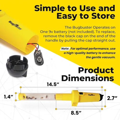 Miniatura 2 de Bugbuster aspiradora de arañas e insectos con tecnología sónica, funciona con batería y no daña.