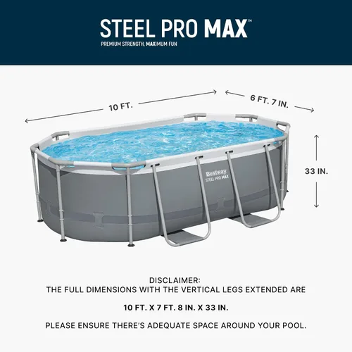 Miniatura 4 de Bestway Steel Pro MAX - Juego de piscina sobre el suelo (10 pies x 6 pies 7 pulgadas x 33 pulgadas), incluye bomba de filtro de 330 galones por