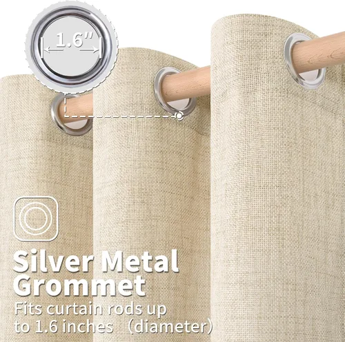 Miniatura 9 de BGment Cortinas de Lino Beige de 63 Pulgadas de Largo 2 Paneles - Tratamientos para Ventanas con Textura de Arpillera Filtrantes de Luz Cortinas