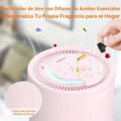 Miniatura 5 de Purificador de aire AIRROMI para dormitorio con filtro HEPA 3-en-1, purificador de aire para mascotas para el hogar con olor a orina de gato, cubre