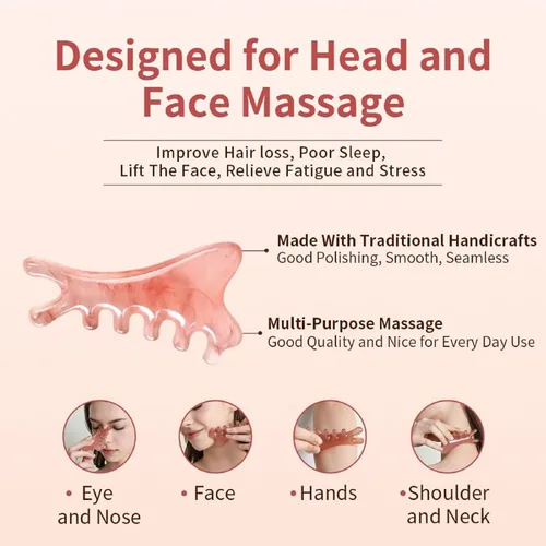 Miniatura 3 de TAIHI Gua Sha - Peine de masaje, masajeador de cuero cabelludo 4 en 1, herramienta facial para cuello, cuerpo, drenaje linfático, alivio de tensión