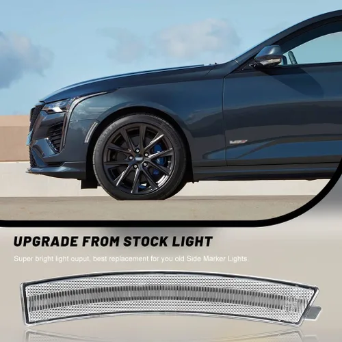 Miniatura 4 de Lentes transparentes CT4 LED para luces de marcador lateral para 2020-2023 Cadillac CT4, luces LED ámbar para parachoques delantero, luces de señal